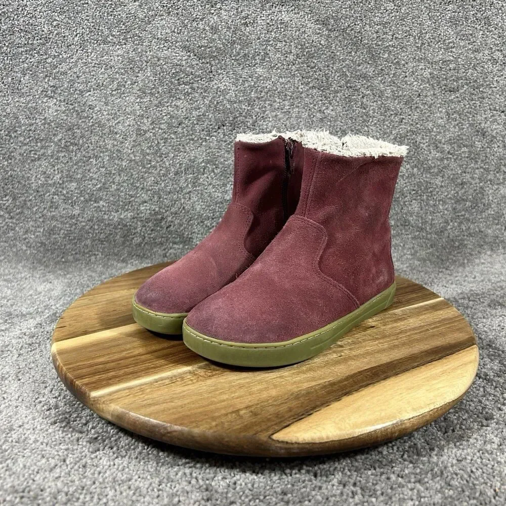 Birkenstock Lille Kids Size 13 N Red Suede Fleece Lined Zip Up Winter Boots Used